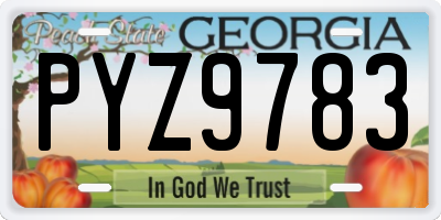 GA license plate PYZ9783