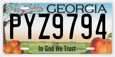 GA license plate PYZ9794
