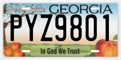 GA license plate PYZ9801