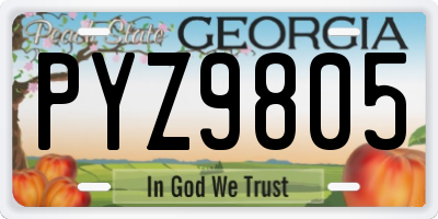 GA license plate PYZ9805