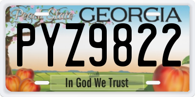 GA license plate PYZ9822