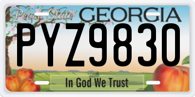 GA license plate PYZ9830