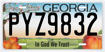 GA license plate PYZ9832