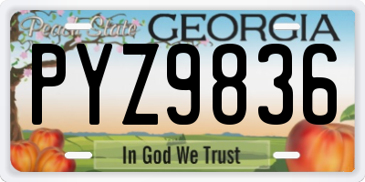 GA license plate PYZ9836