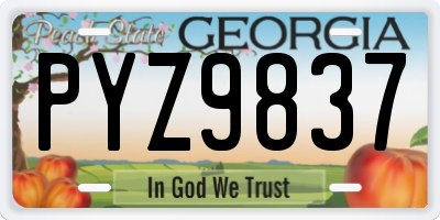 GA license plate PYZ9837