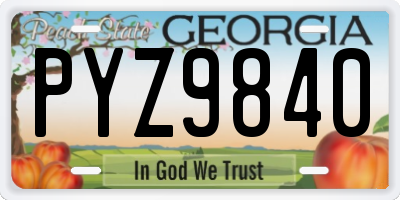 GA license plate PYZ9840