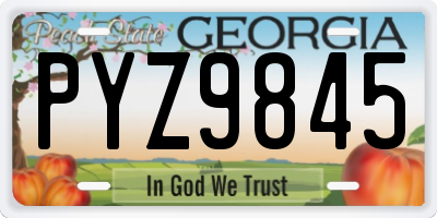 GA license plate PYZ9845