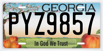 GA license plate PYZ9857