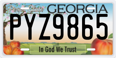 GA license plate PYZ9865