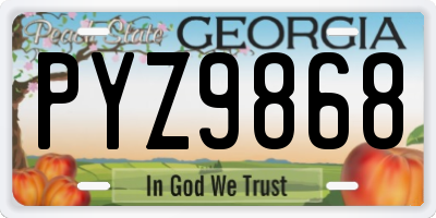 GA license plate PYZ9868