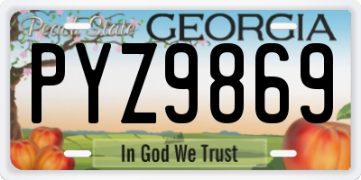 GA license plate PYZ9869