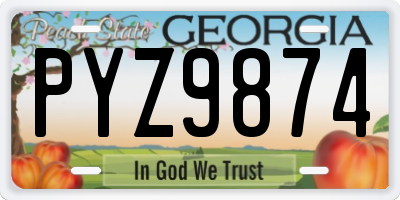 GA license plate PYZ9874