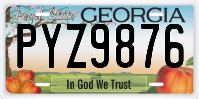GA license plate PYZ9876