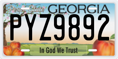 GA license plate PYZ9892