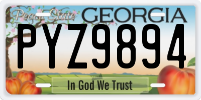 GA license plate PYZ9894