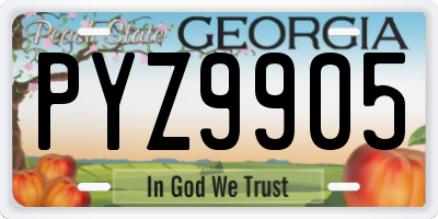 GA license plate PYZ9905