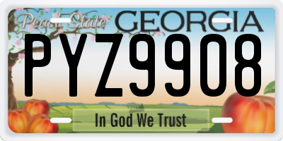 GA license plate PYZ9908