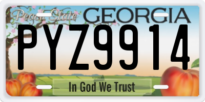 GA license plate PYZ9914