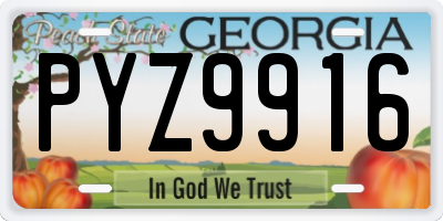 GA license plate PYZ9916