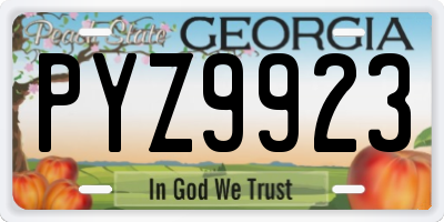 GA license plate PYZ9923