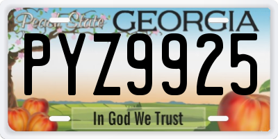 GA license plate PYZ9925