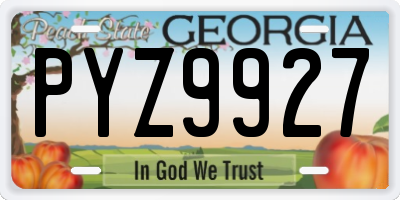 GA license plate PYZ9927