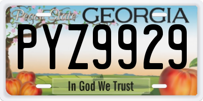 GA license plate PYZ9929