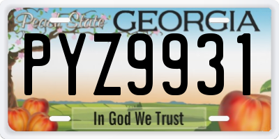 GA license plate PYZ9931