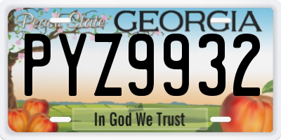 GA license plate PYZ9932