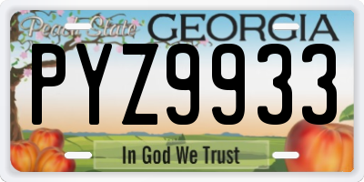GA license plate PYZ9933