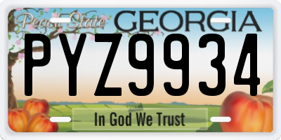 GA license plate PYZ9934