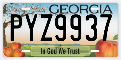 GA license plate PYZ9937
