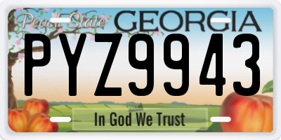 GA license plate PYZ9943