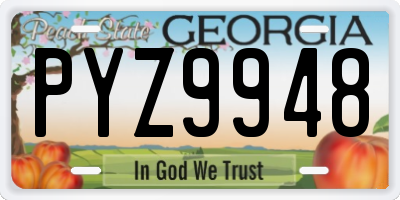 GA license plate PYZ9948