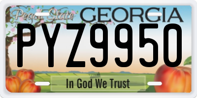 GA license plate PYZ9950