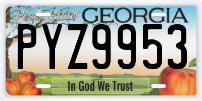 GA license plate PYZ9953