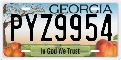 GA license plate PYZ9954