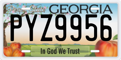 GA license plate PYZ9956
