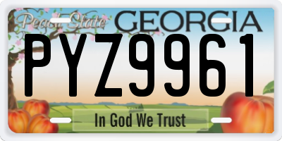 GA license plate PYZ9961