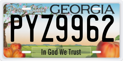 GA license plate PYZ9962