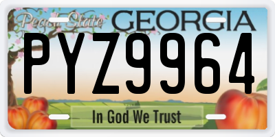 GA license plate PYZ9964