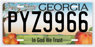 GA license plate PYZ9966