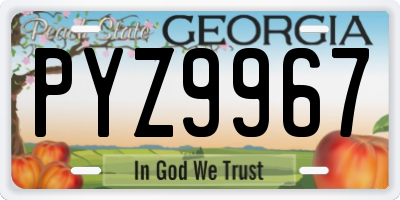 GA license plate PYZ9967