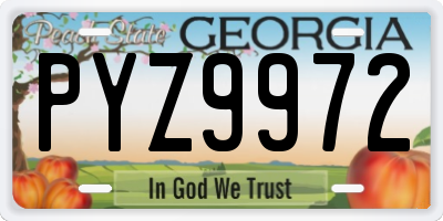 GA license plate PYZ9972
