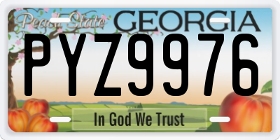 GA license plate PYZ9976