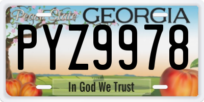 GA license plate PYZ9978