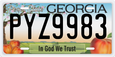 GA license plate PYZ9983