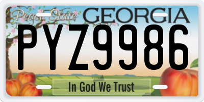 GA license plate PYZ9986