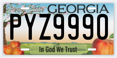 GA license plate PYZ9990