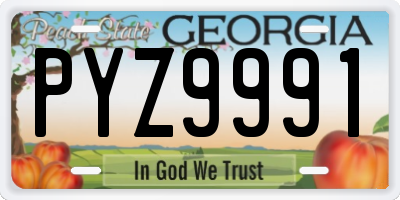 GA license plate PYZ9991